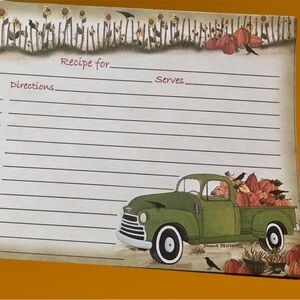 20 new Fall Recipe Cards 4x6” pumpkins and truck